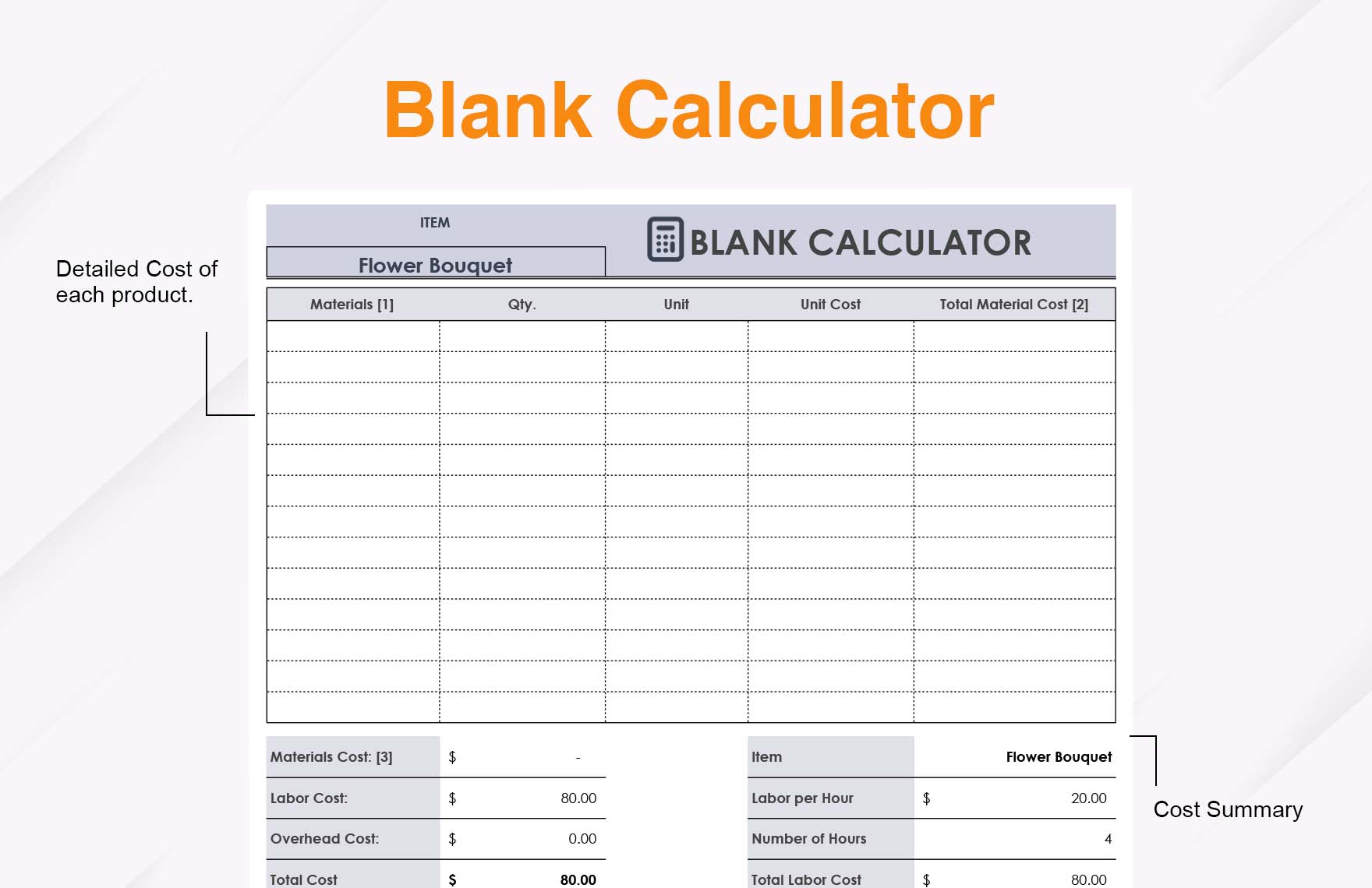 Blank Calculator Template