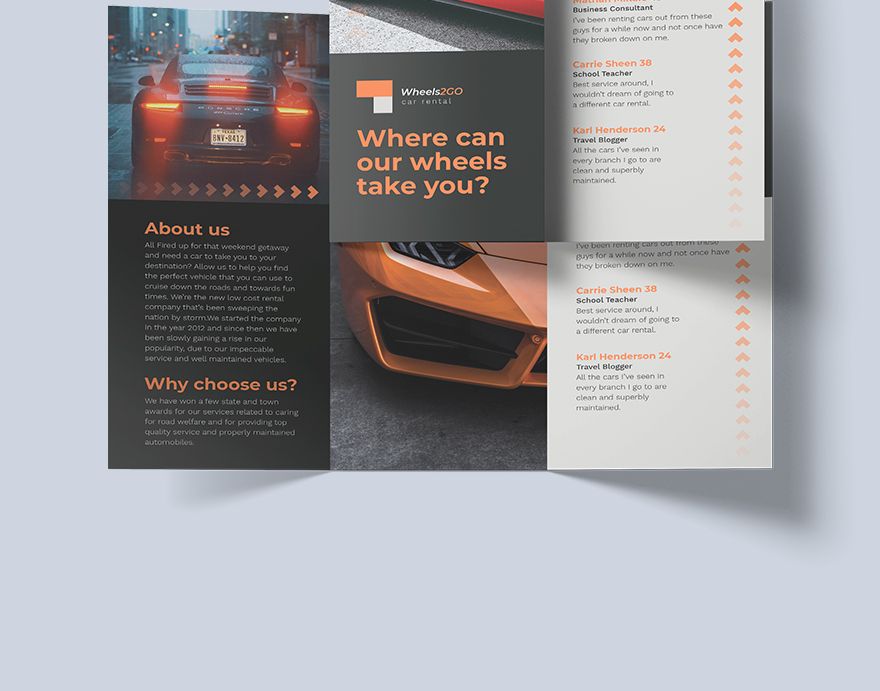Car Rental Tri-Fold Brochure Template