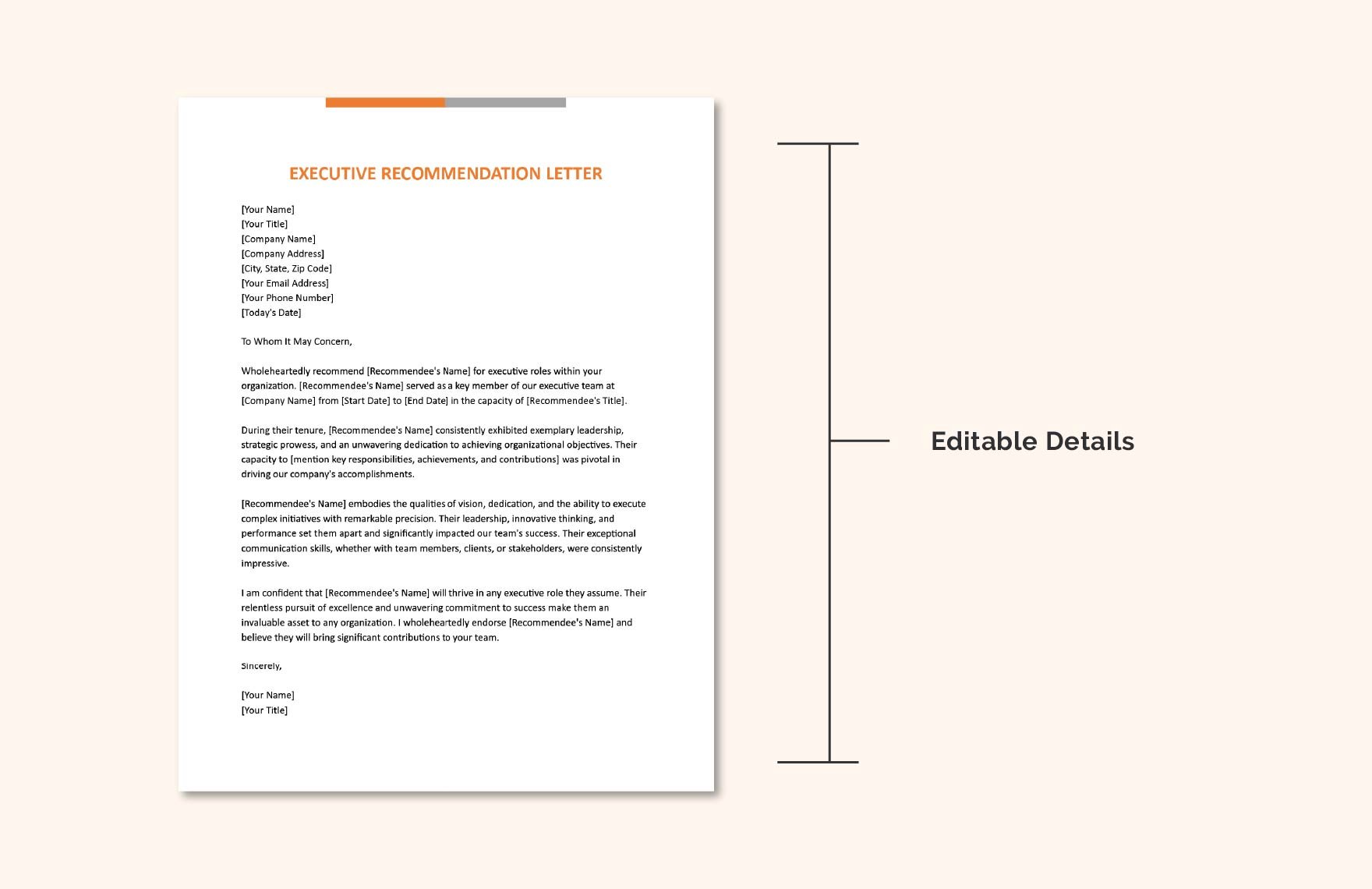 Executive Recommendation Letter