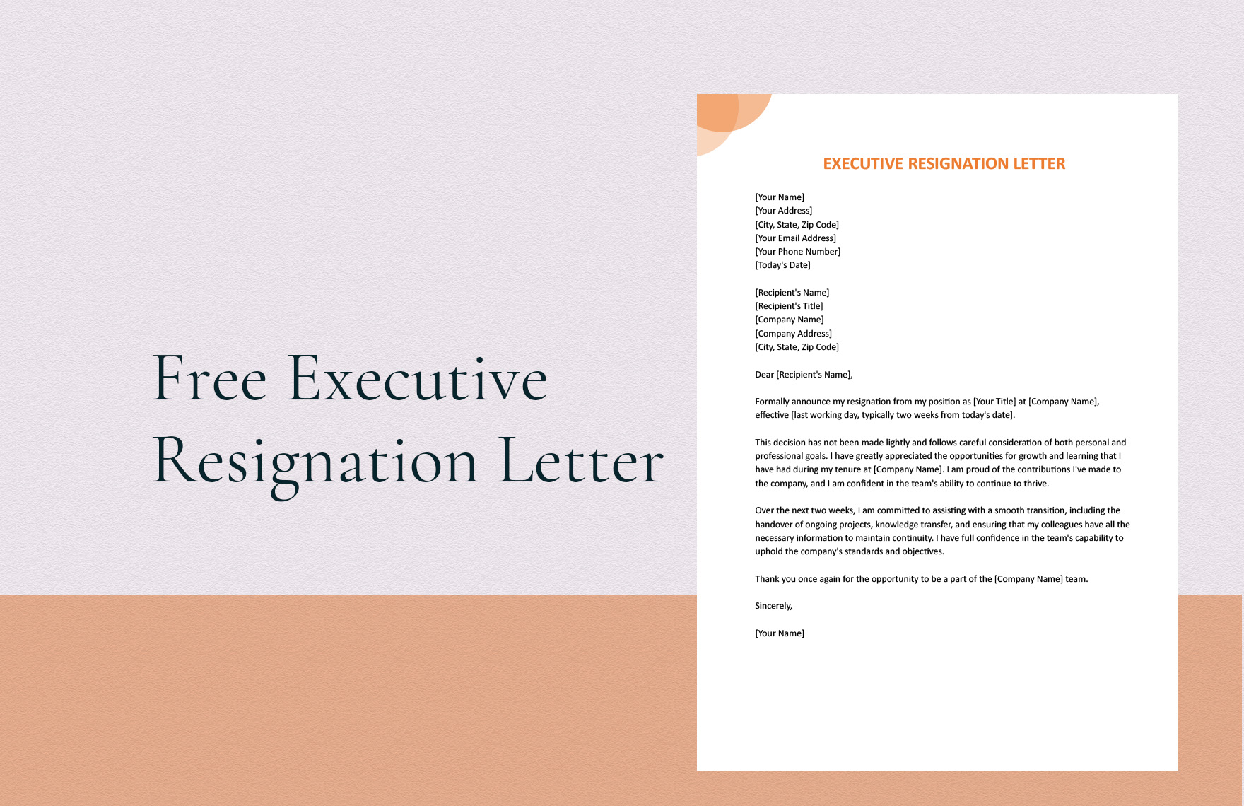 Executive Letter Of Resignation Example at Eva Howse blog