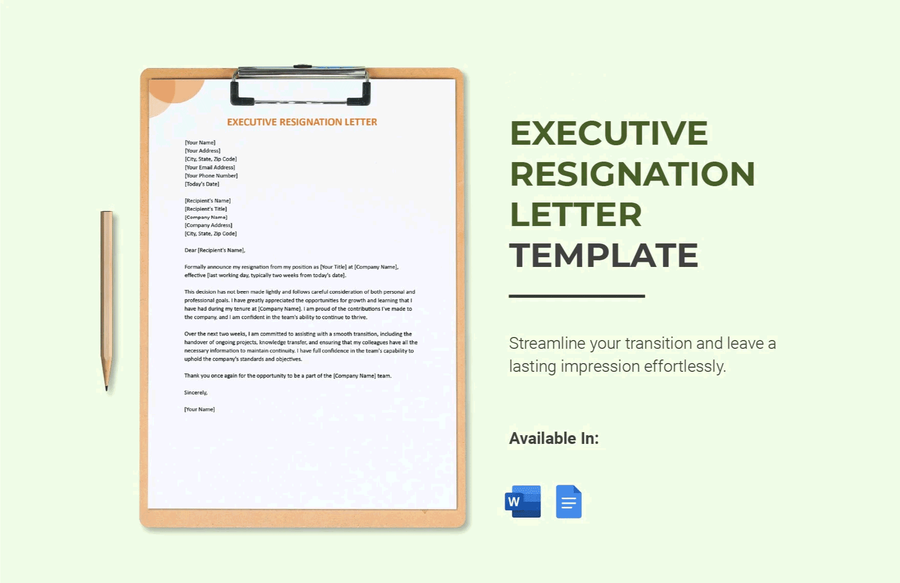Free Executive Resignation Letter in Word, Google Docs