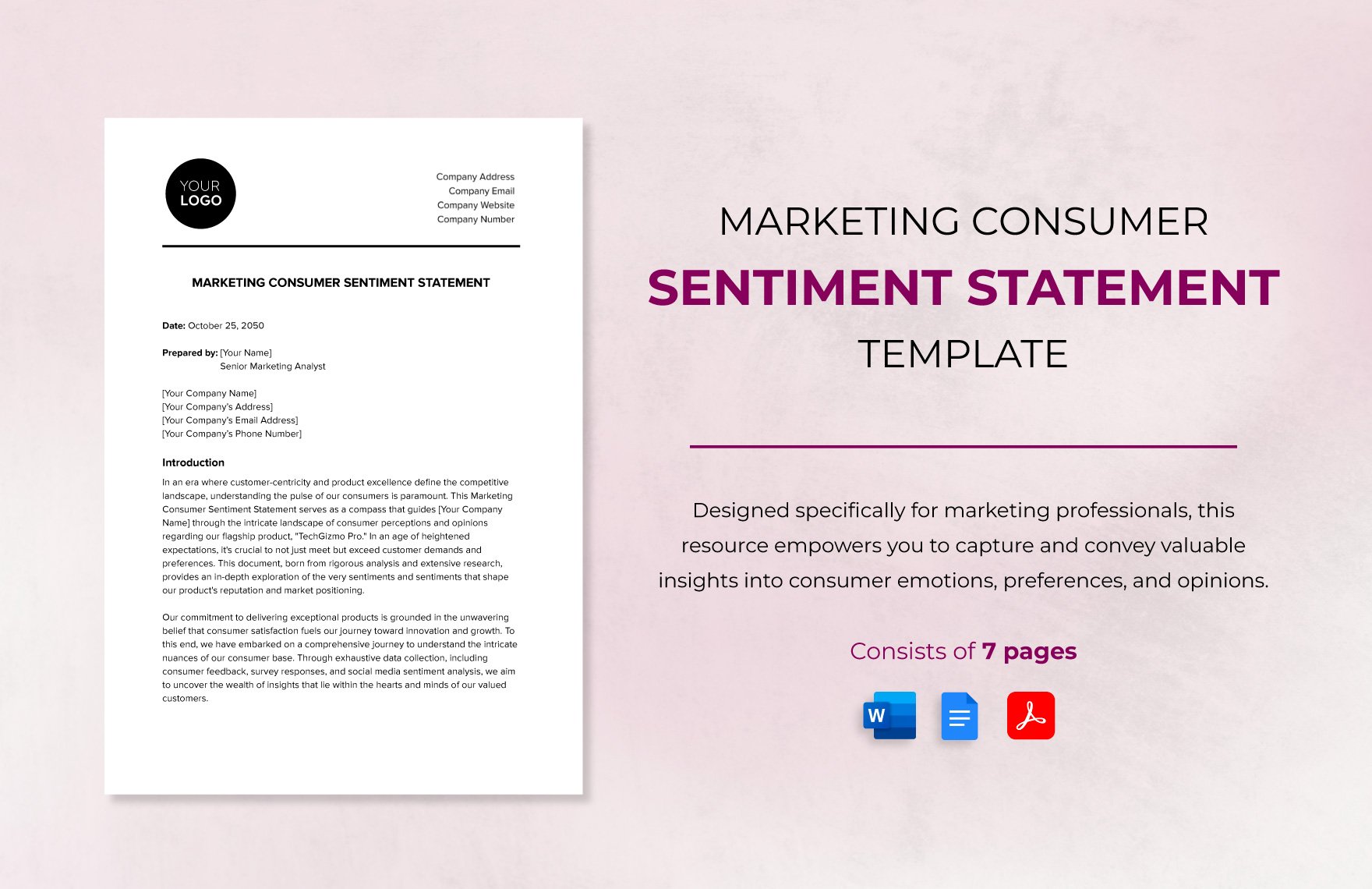 Marketing Consumer Sentiment Statement Template