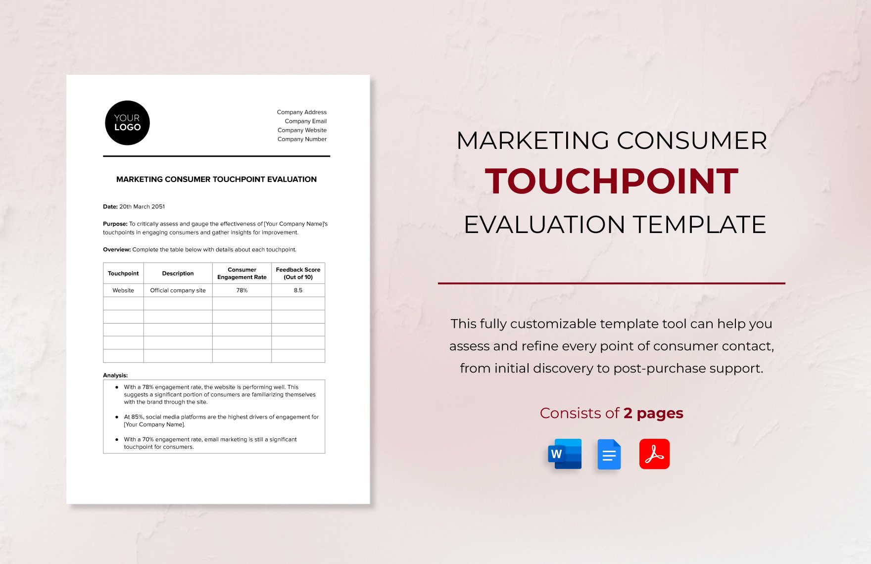 Marketing Consumer Touchpoint Evaluation Template in Word, Google Docs, PDF