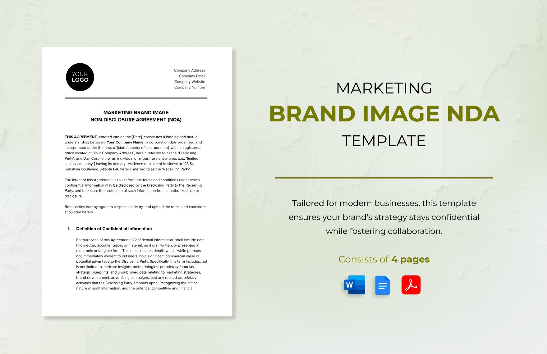 Marketing Brand Image NDA Template in Word, Google Docs, PDF