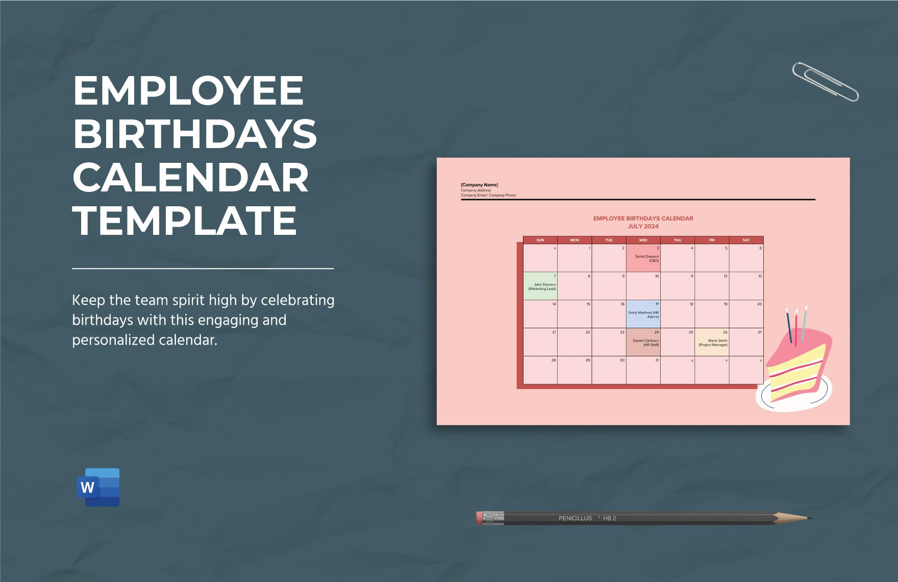 Employee Birthdays Calendar Template