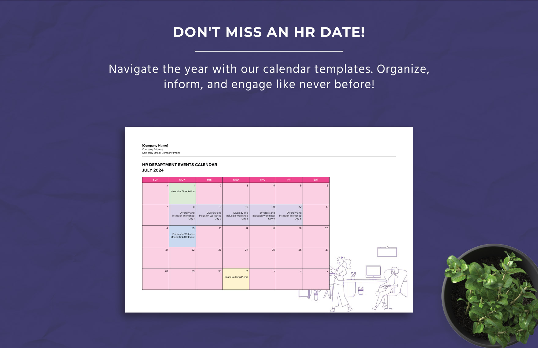 HR Department Event Calendar Template