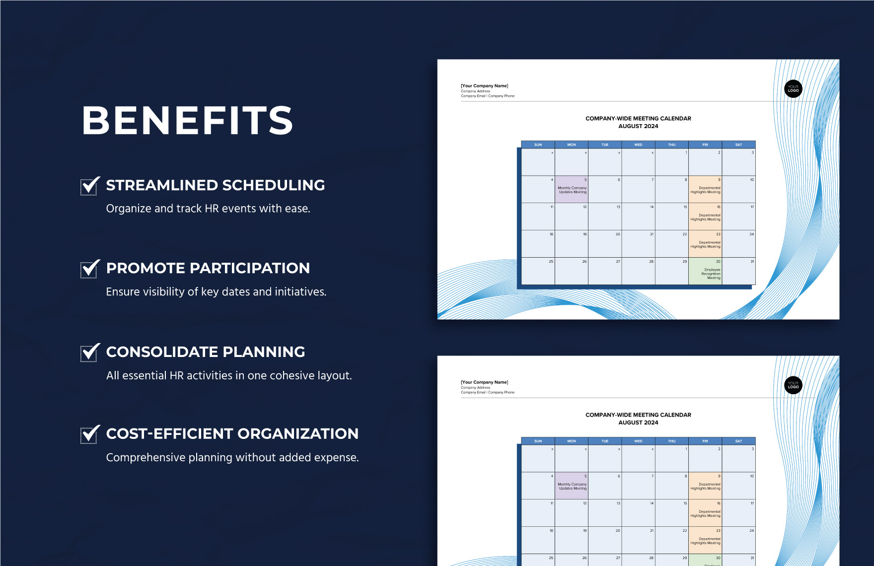Company-Wide Meeting Calendar Template