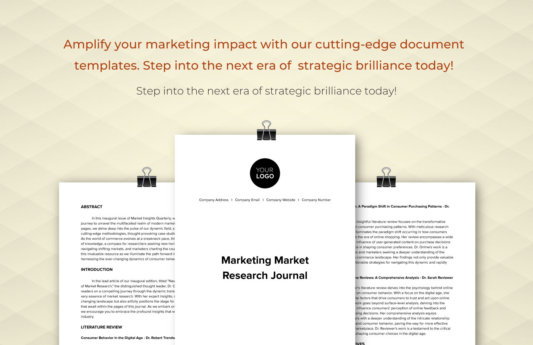 Marketing Market Research Journal Template