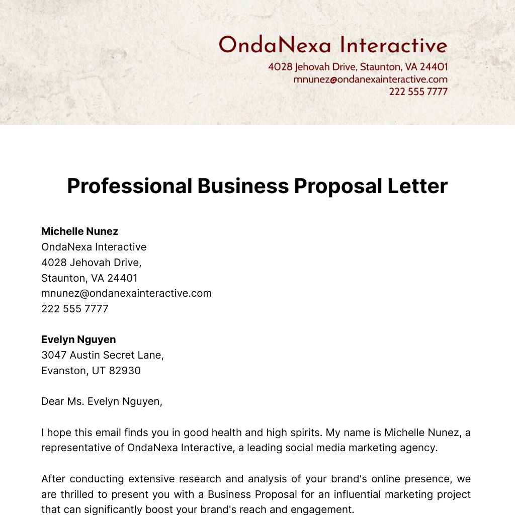 Professional Business Proposal Letter  Template