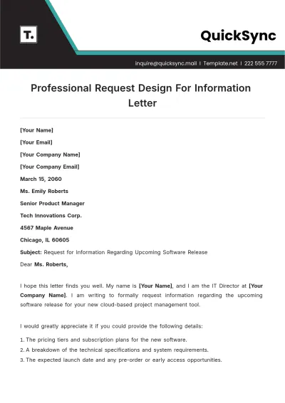 Free Professional Request Design For Information Letter Template to Edit Online