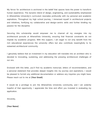 Free Professional Scholarship Application Cover Letter Template to Edit Online