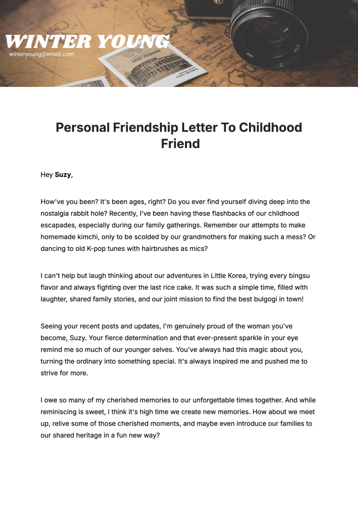 Free Personal Friendship Letter To Childhood Friend Template To Edit Online