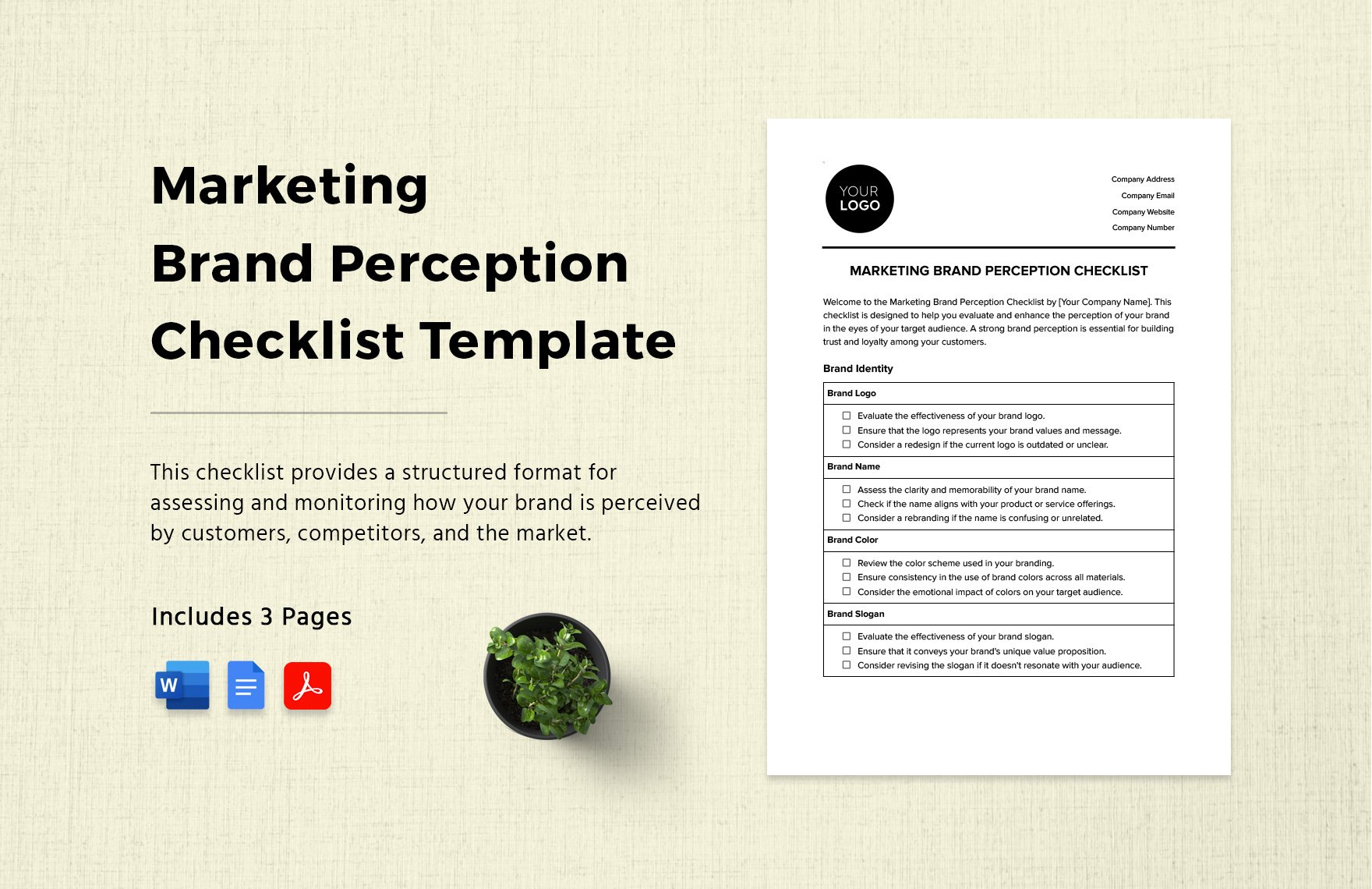 Marketing Brand Perception Checklist Template in Word, Google Docs, PDF