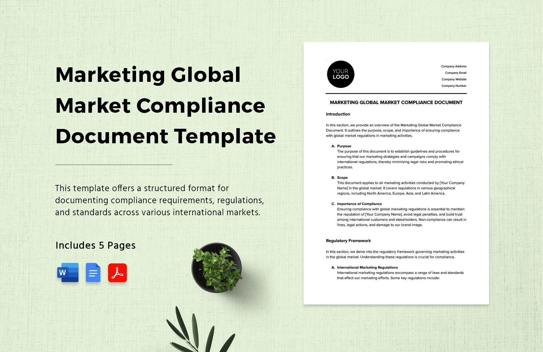 Marketing Global Market Compliance Document Template