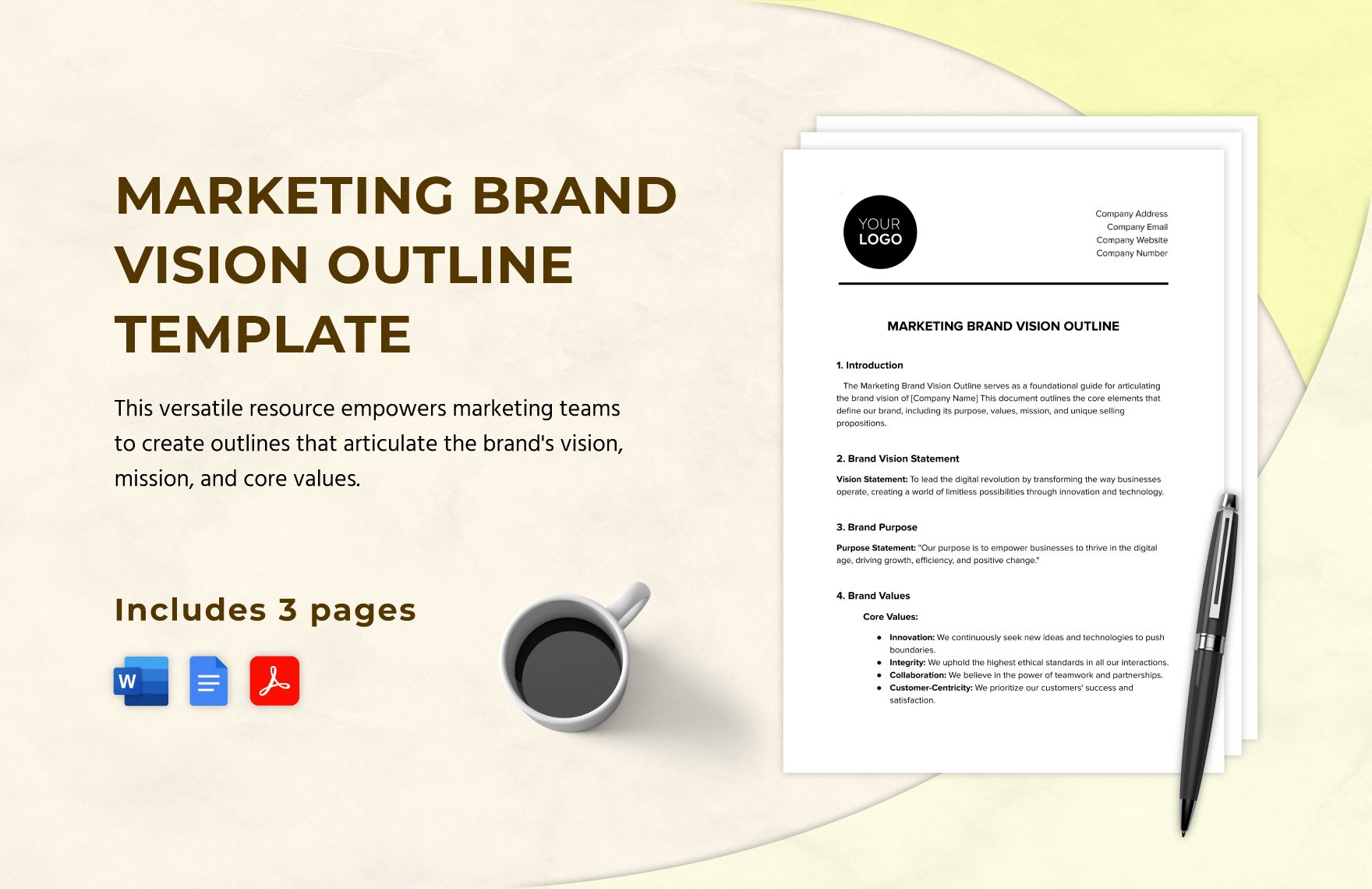 Marketing Brand Vision Outline Template in Word, Google Docs, PDF