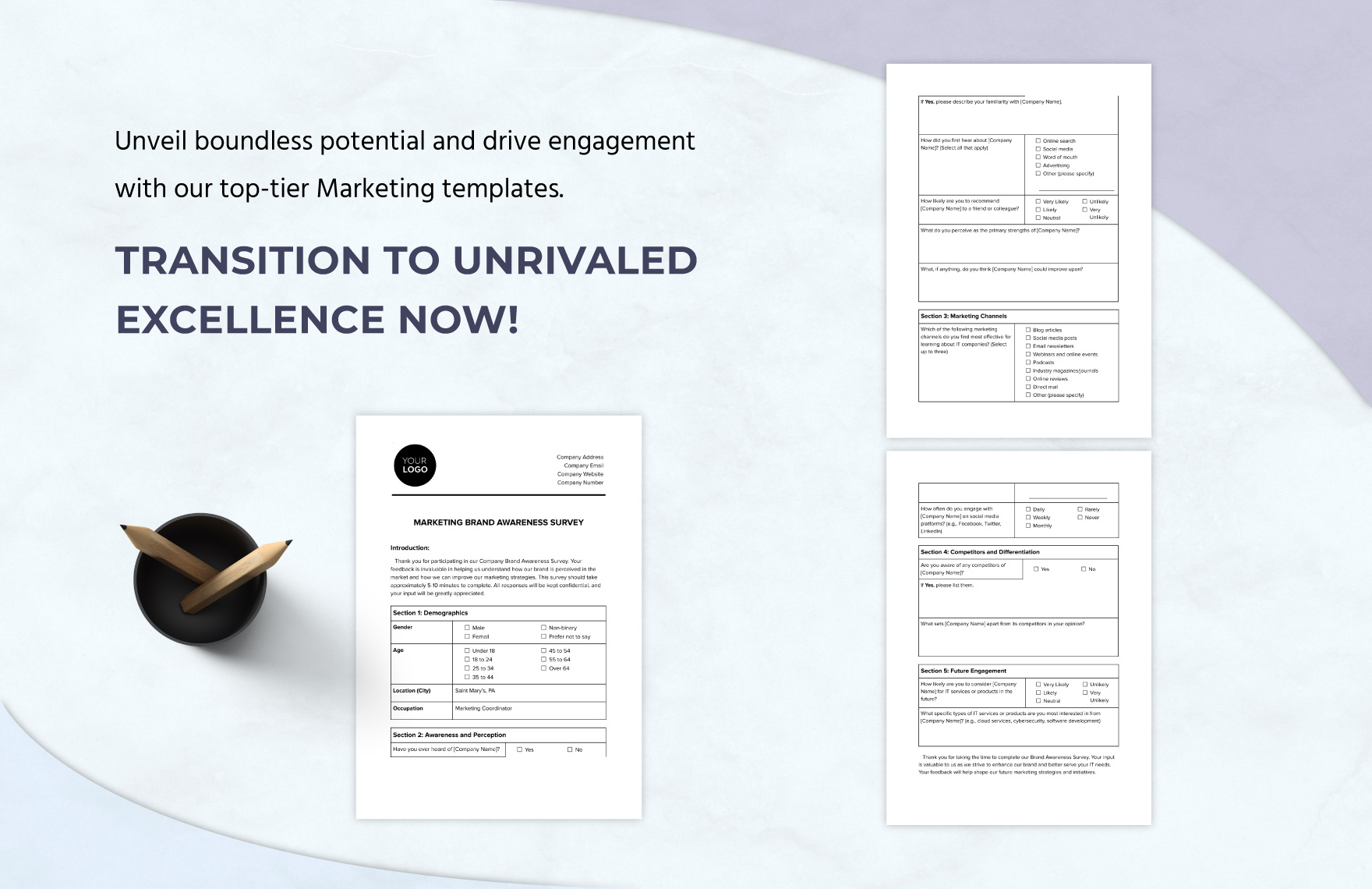 Marketing Brand Awareness Survey Template in Google Docs Word PDF
