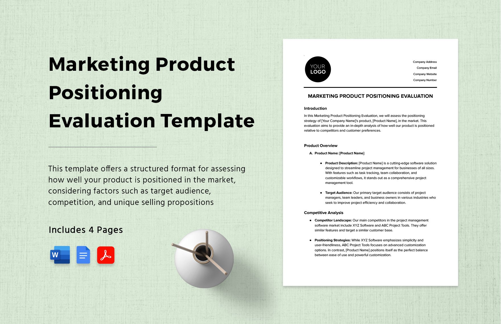 Marketing Product Positioning Evaluation Template in Word, Google Docs, PDF