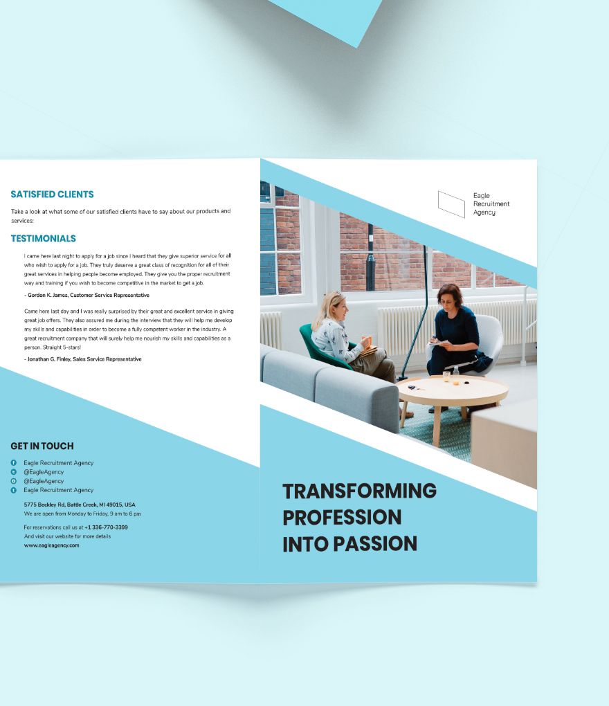 Recruitment Agency Bi-Fold Brochure Template