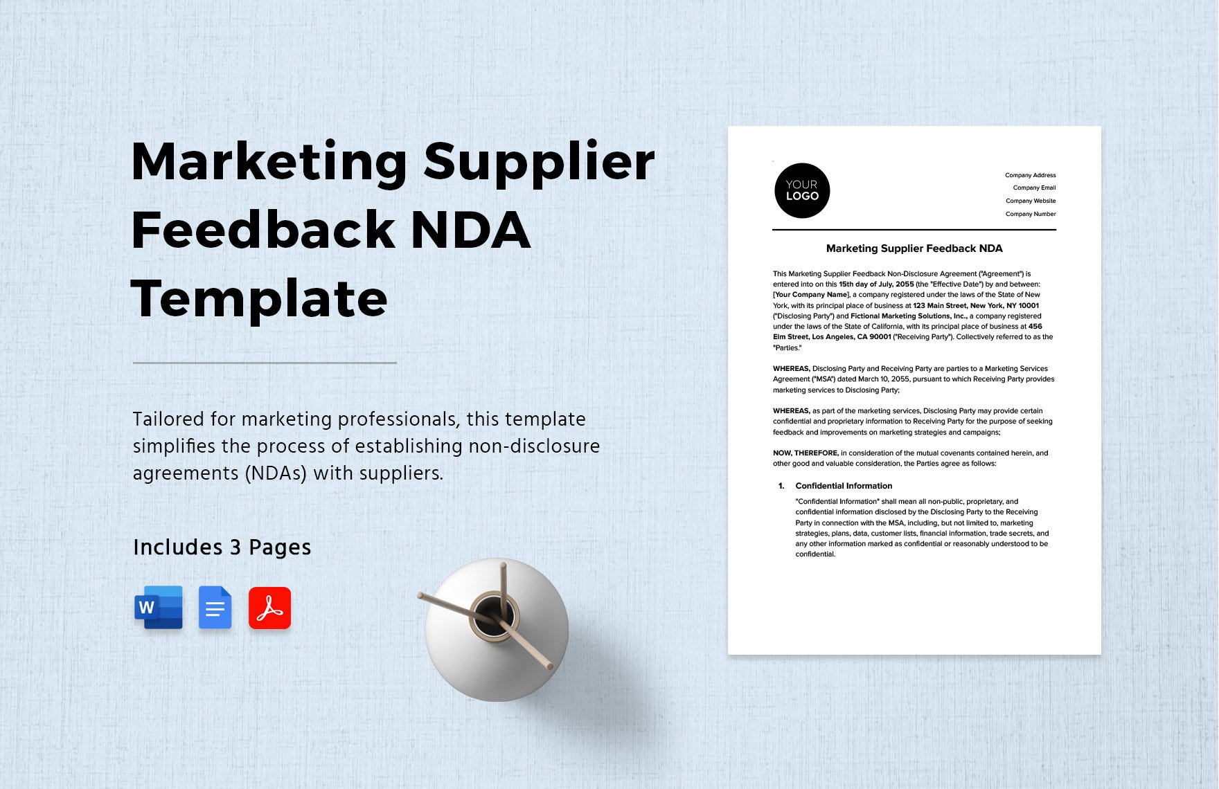 Marketing Supplier Feedback NDA Template in Word, Google Docs, PDF