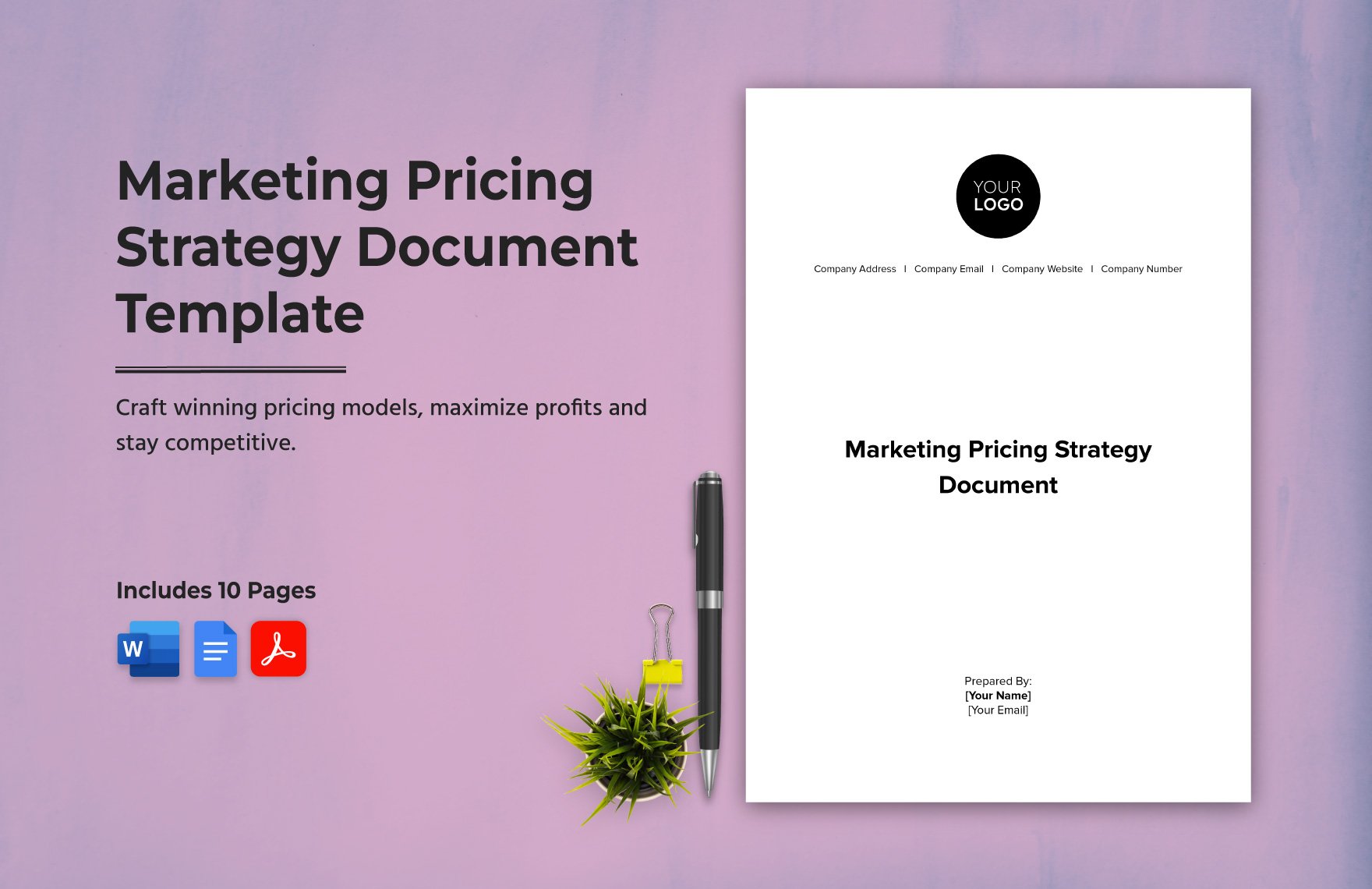 Marketing Pricing Strategy Document Template in Word, Google Docs, PDF