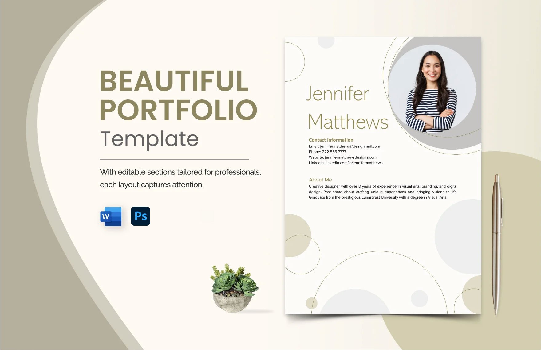 Beautiful Portfolio Template in Word, PSD, Apple Pages