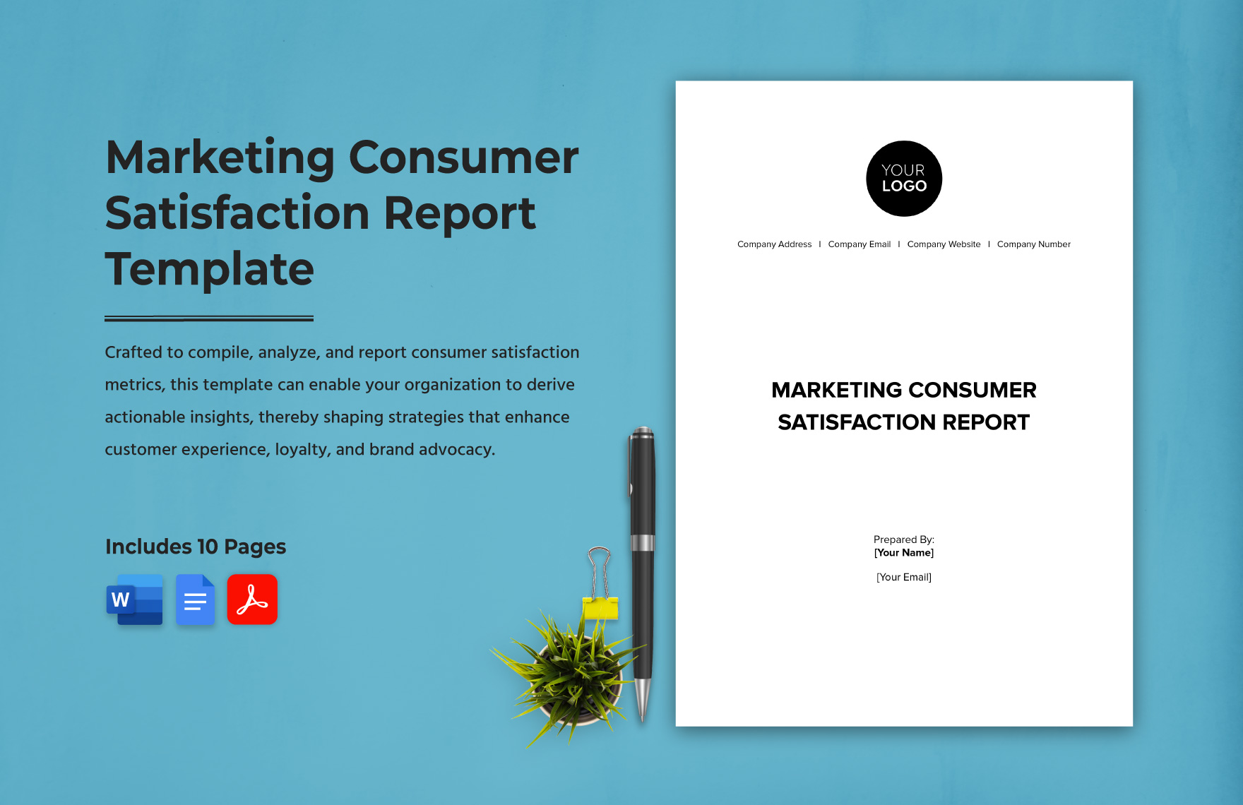 Marketing Consumer Satisfaction Report Template in Word, Google Docs, PDF
