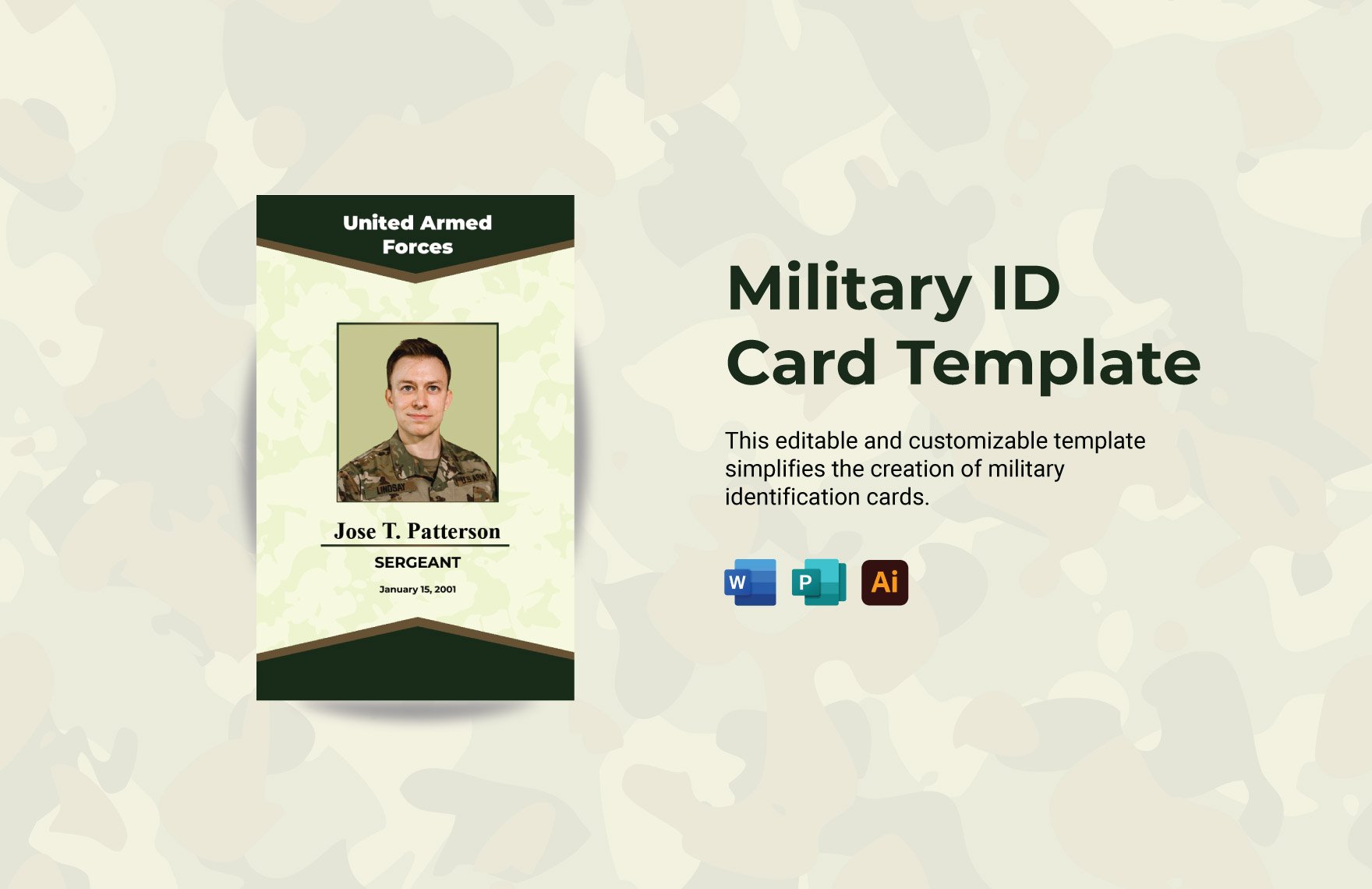 Military ID Card Template