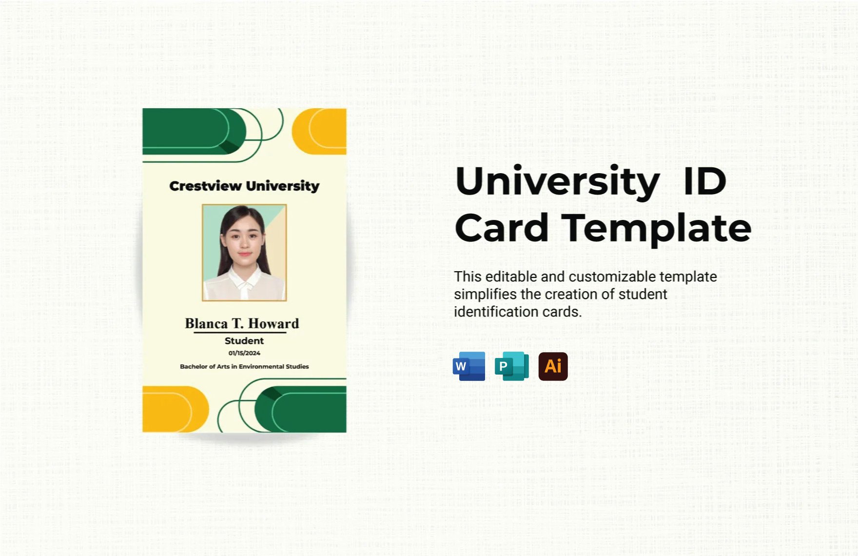 University ID Card Template in Word, Illustrator, Publisher
