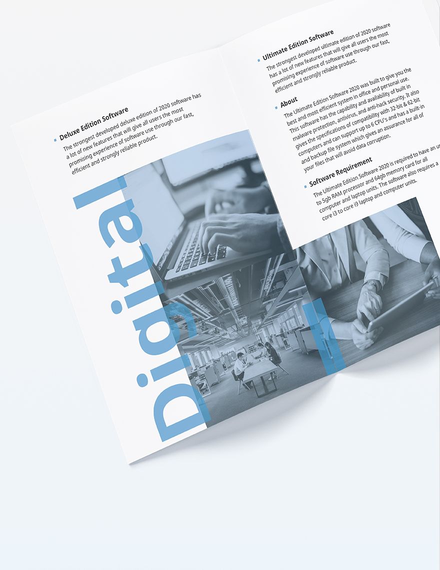 Software Company Marketing Bi-Fold Brochure Template