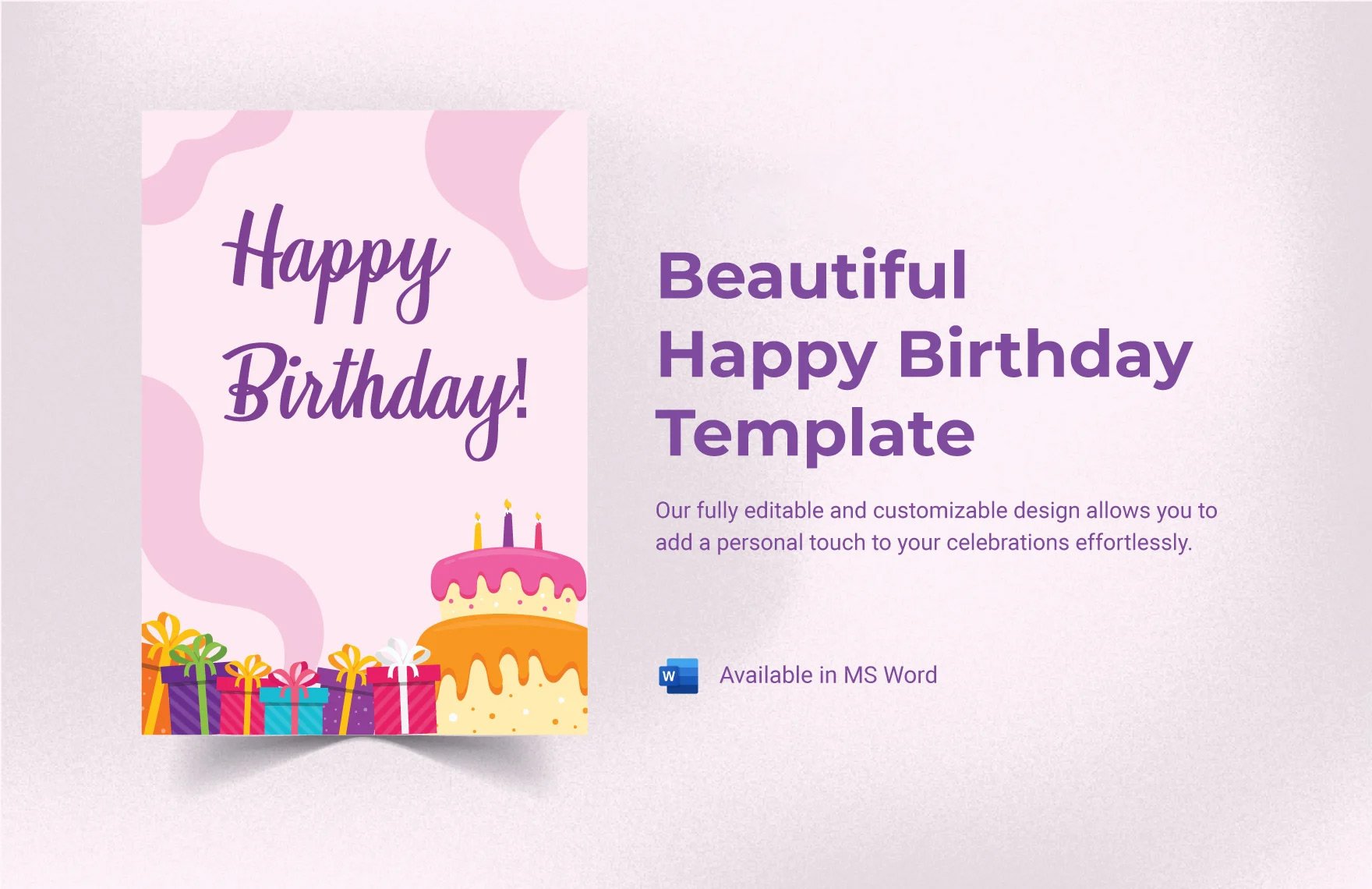 Free Beautiful Happy Birthday Template in Word