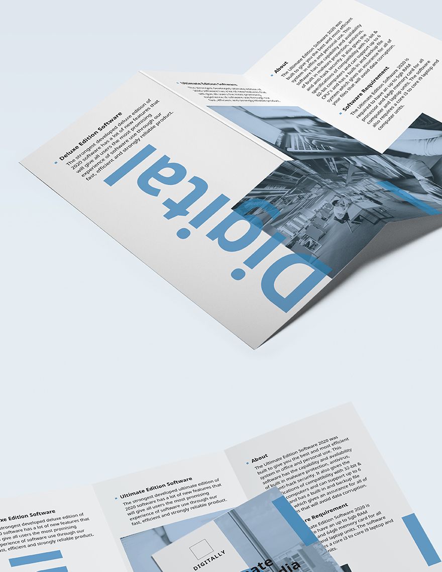 Software Company Marketing Tri-Fold Brochure Template