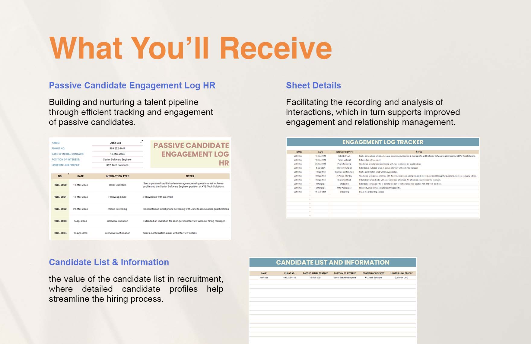 Passive Candidate Engagement Log HR Template