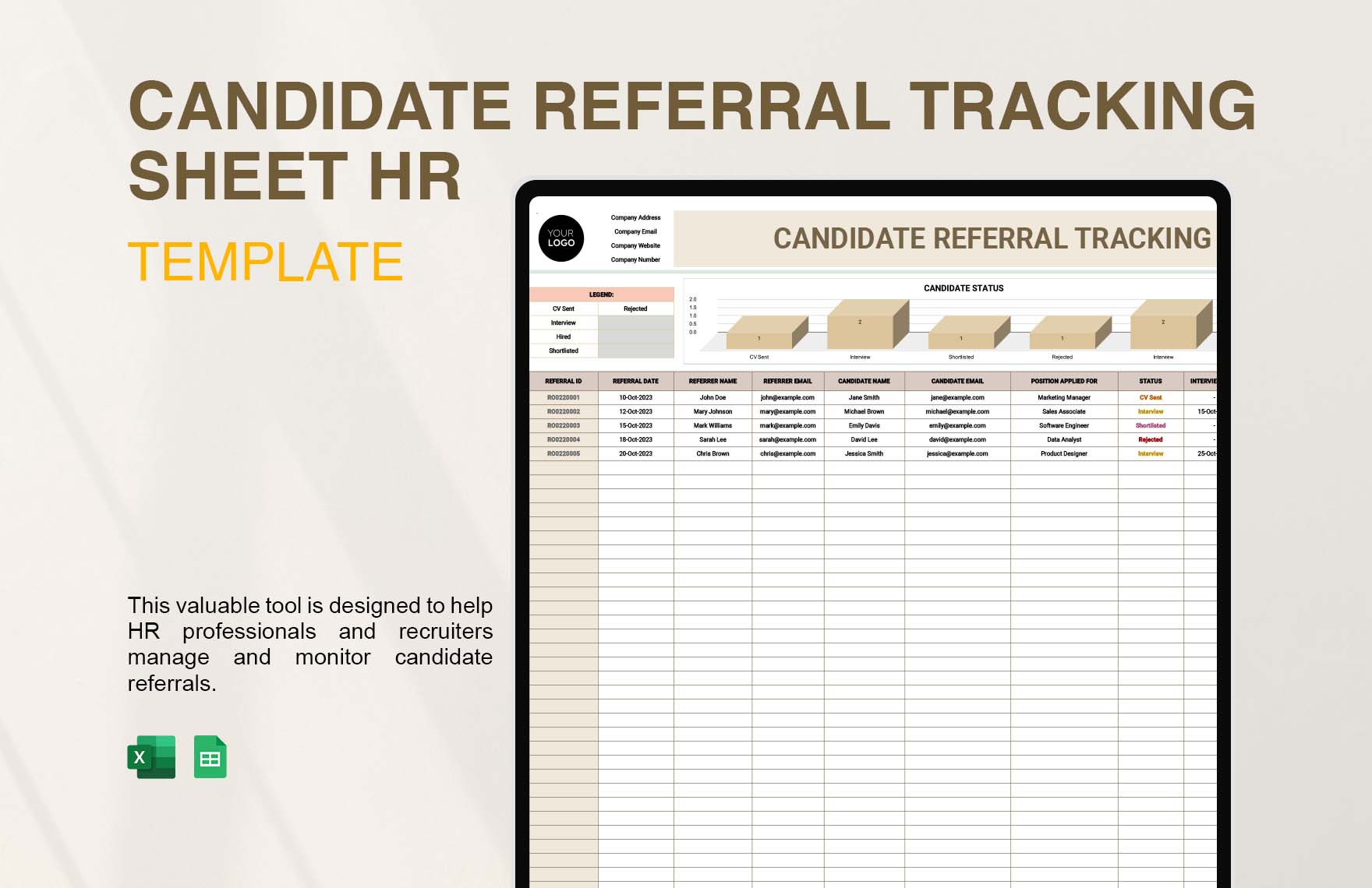 Candidate Referral Tracking Sheet HR Template