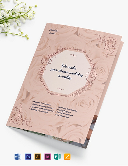 Wedding Event Planner BiFold Brochure Template