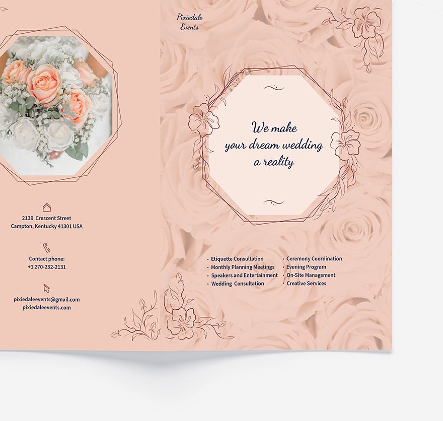 Wedding Event Planner Bi-Fold Brochure Template