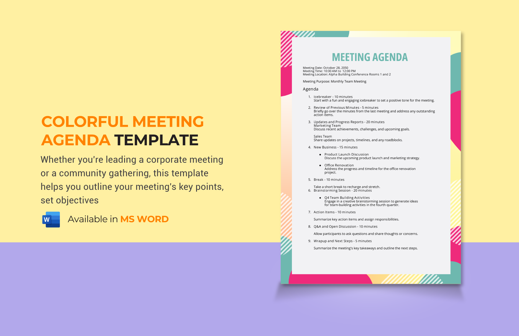 Colorful Meeting Agenda Template