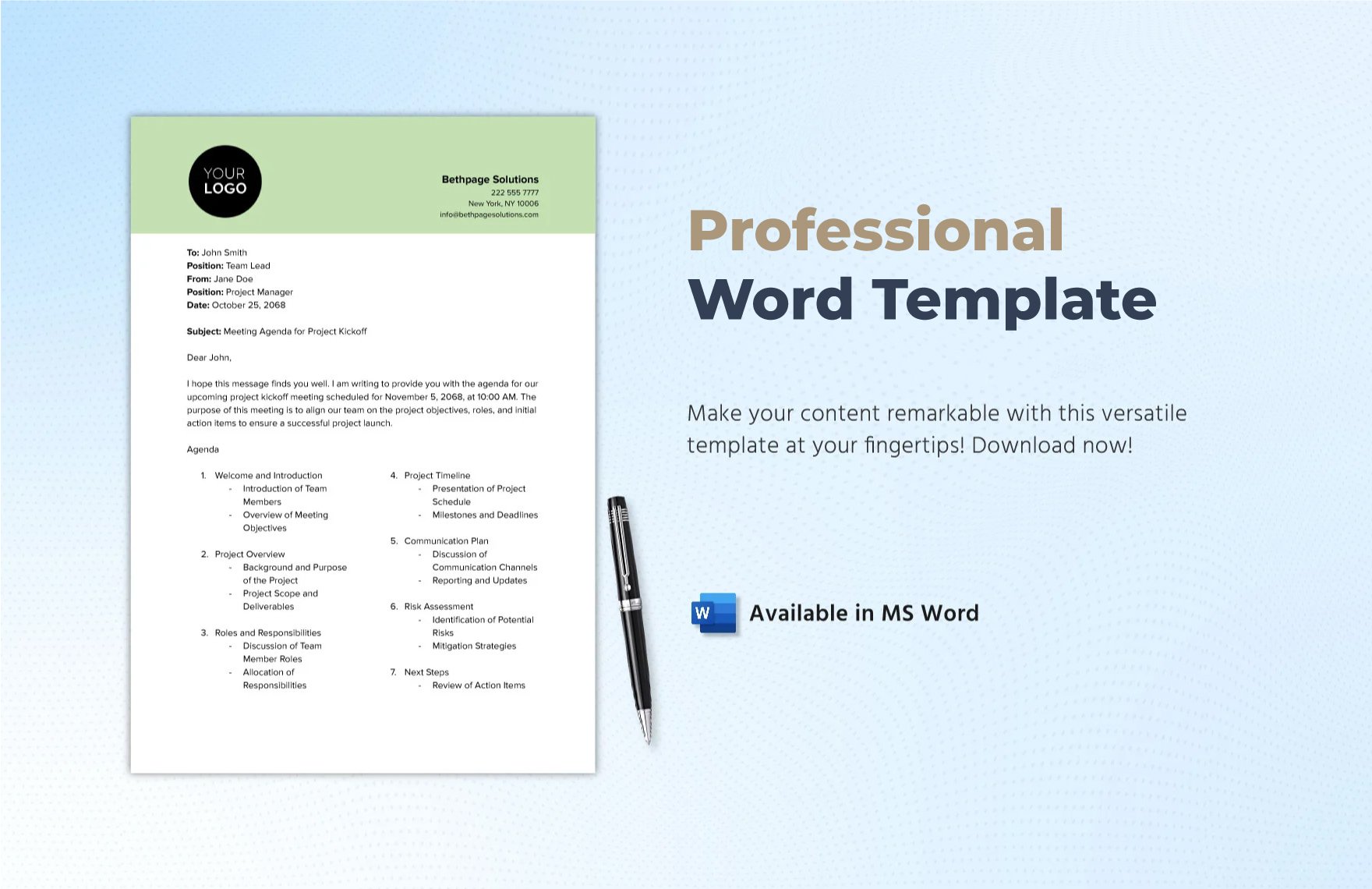 Free Professional Word Template in Word