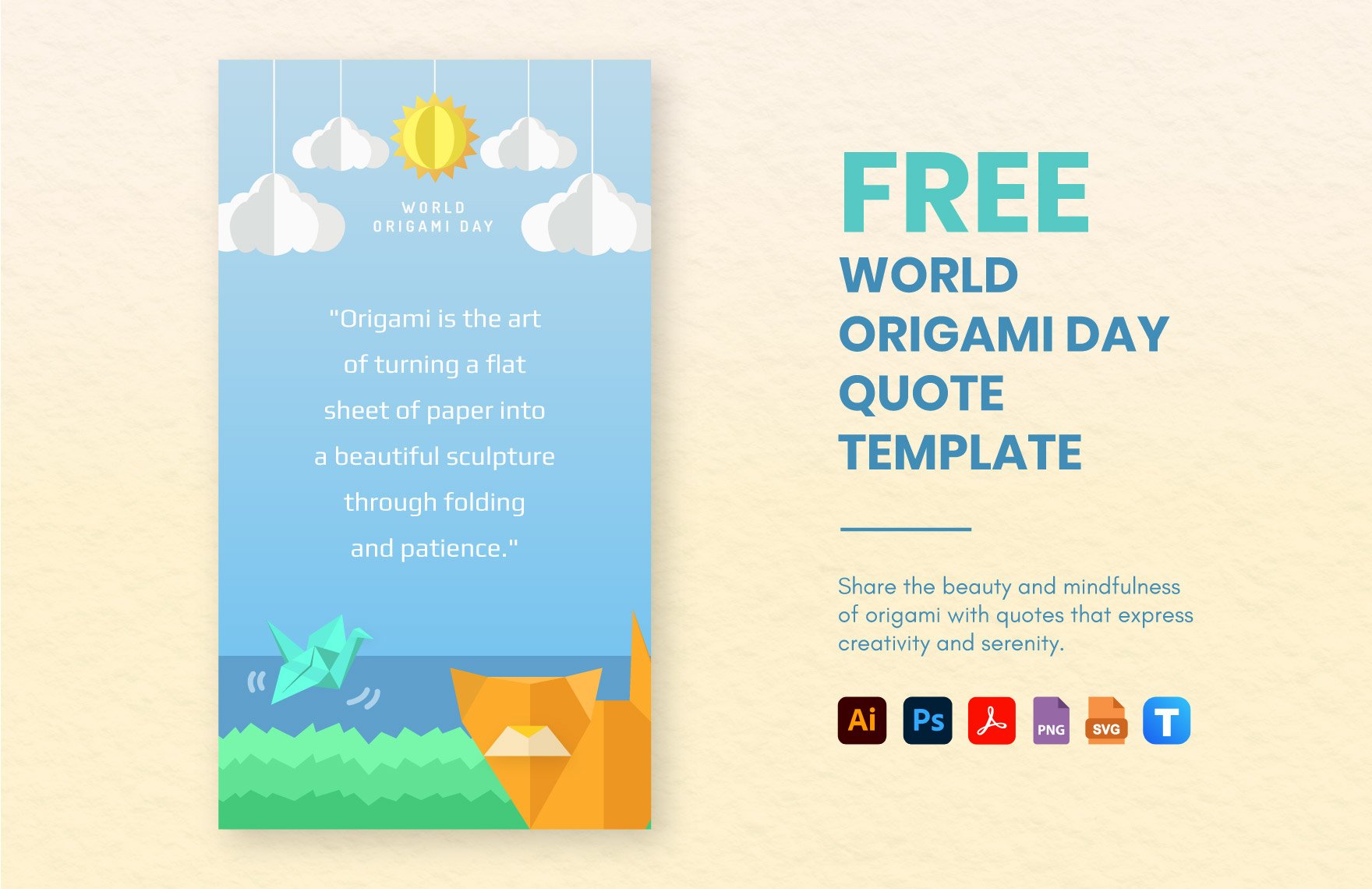 Free World Origami Day Quote in PDF, Illustrator, PSD, SVG, PNG