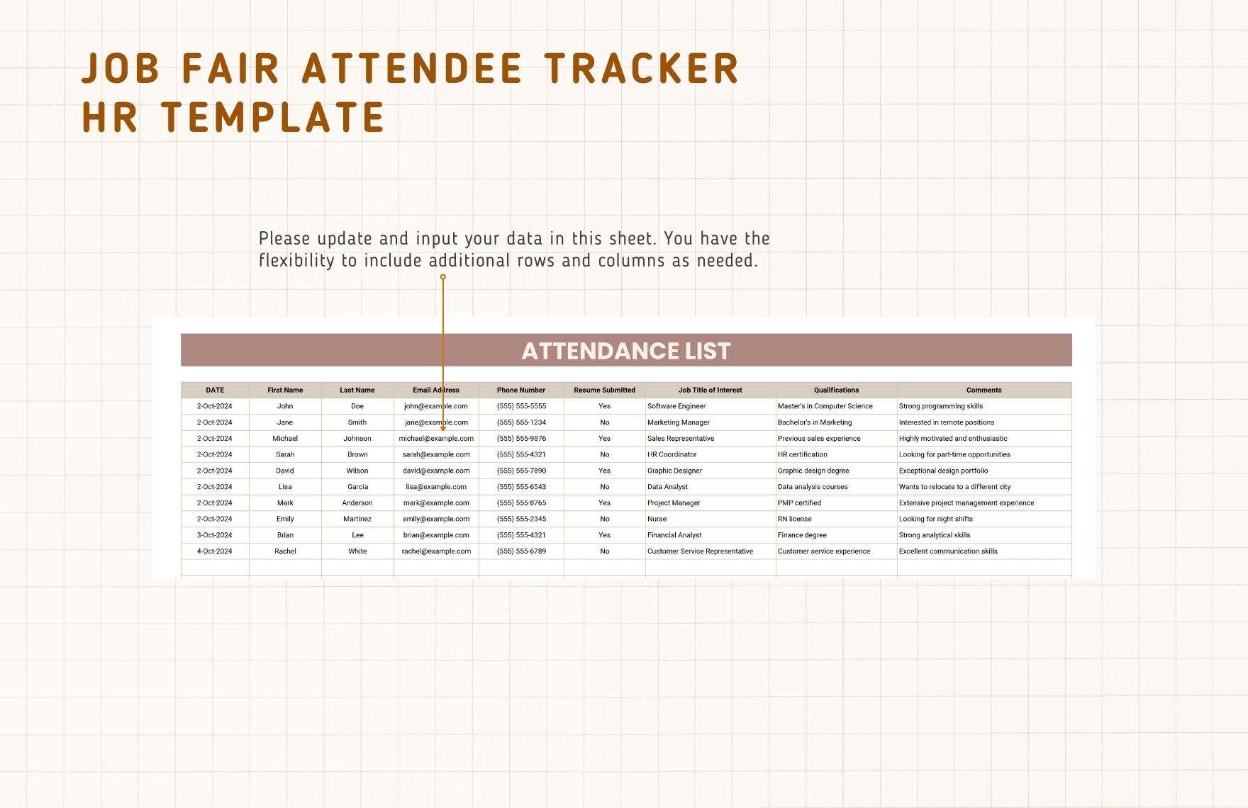Job Fair Attendee Tracker HR Template