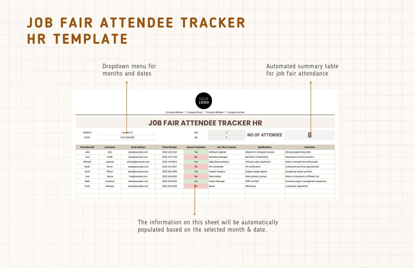 Job Fair Attendee Tracker HR Template