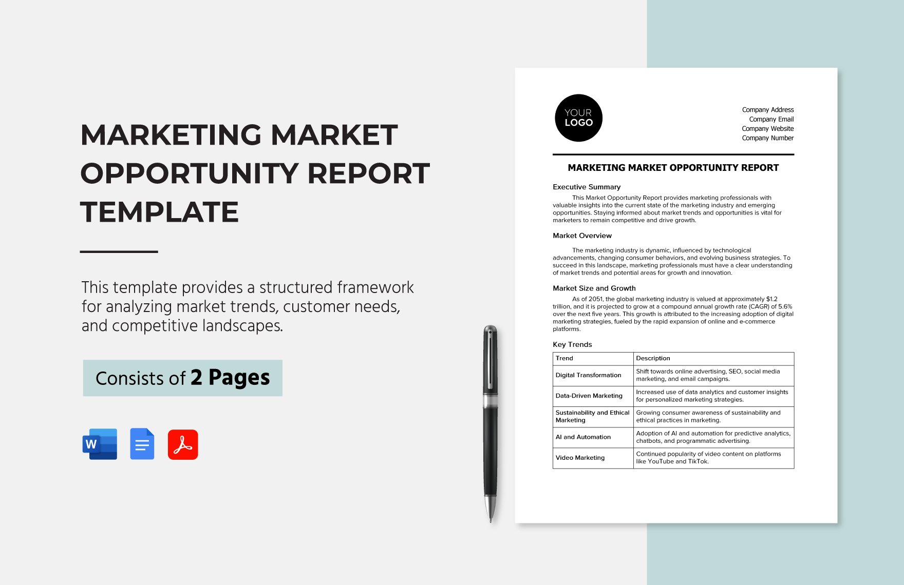 Marketing Market Opportunity Report Template