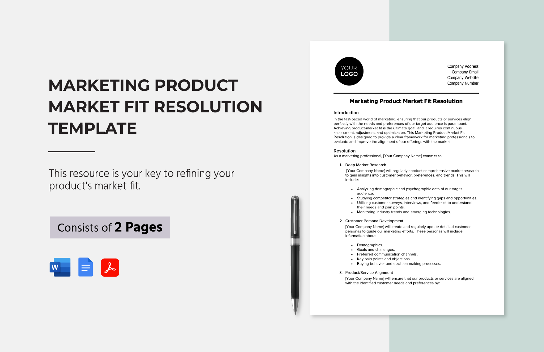 Marketing Product Market Fit Resolution Template