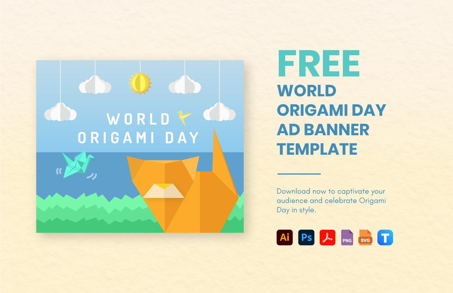 Free World Origami Day Ad Banner Template in PDF, Illustrator, PSD, SVG, PNG