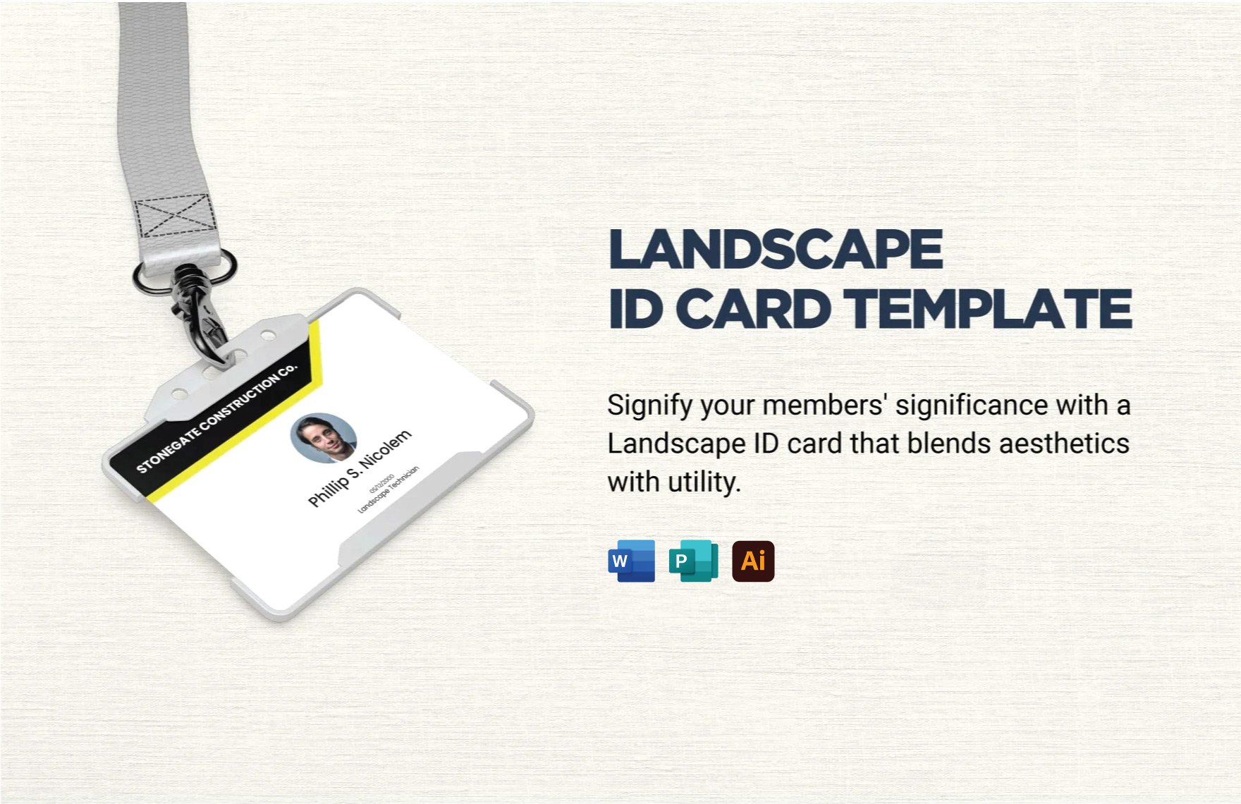 Landscape ID Card Template in Word, Illustrator, Publisher