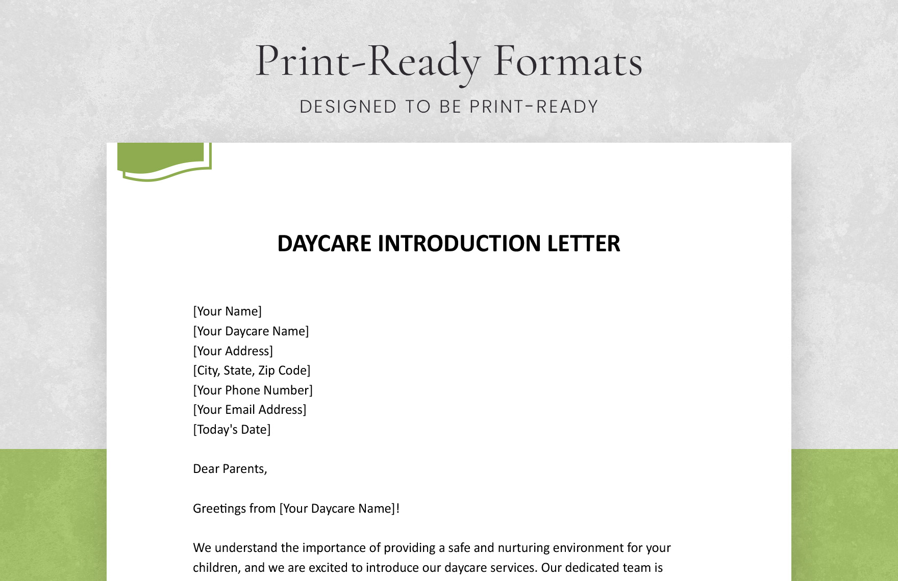 Daycare Introduction Letter