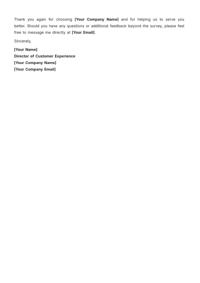 Free Professional Customer Satisfaction Survey Letter Template to Edit Online