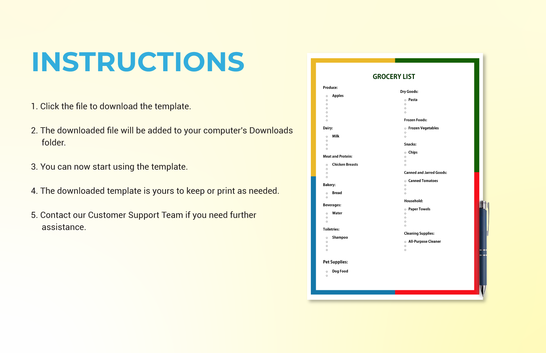 Free Colorful List Template Download In Word