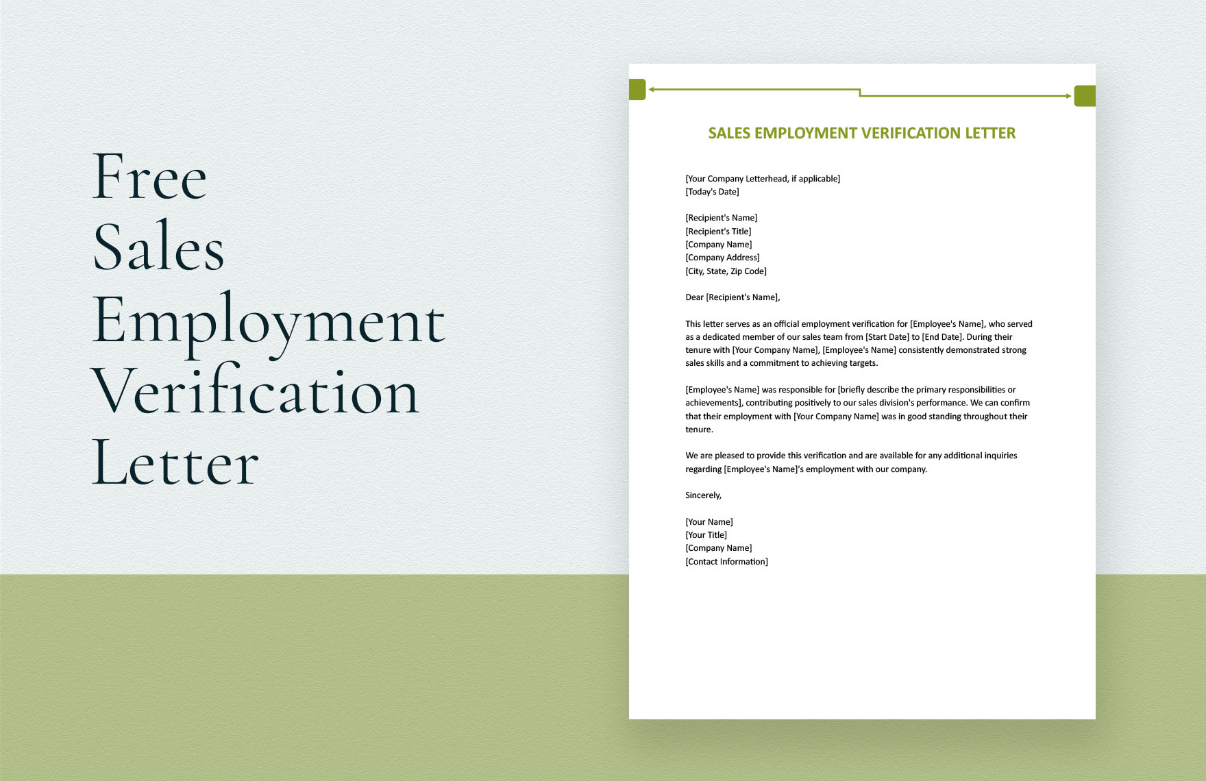 Sales Employment Verification Letter