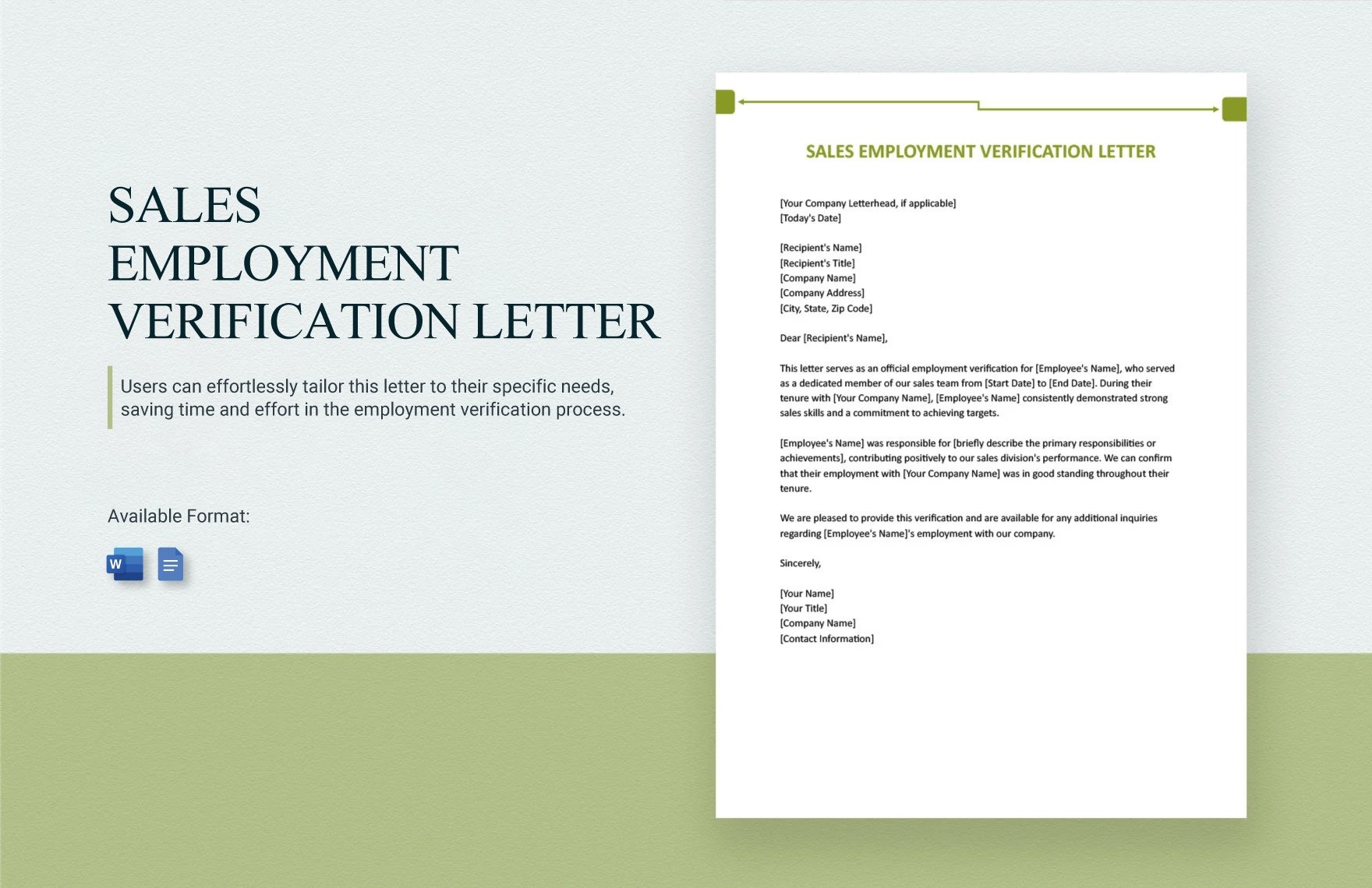 Free Sales Employment Verification Letter in Word, Google Docs