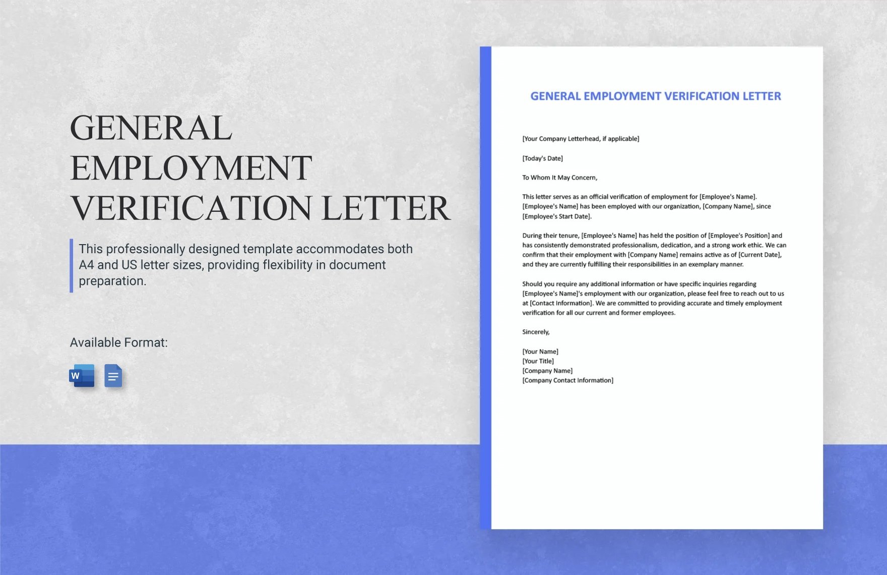 Free General Employment Verification Letter in Word, Google Docs